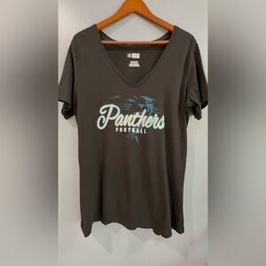 Carolina Panthers Football Black Graphic Short Sleeve V Neck NFL Plus Size XXL